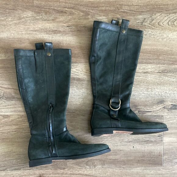 Cole Haan Women's Black Leather Riding Boots Sz 6.5 - Picture 1 of 4